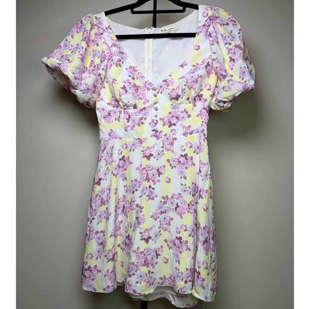 For Love and Lemons Purple and Yellow Spring Floral Mini Dress Size Small